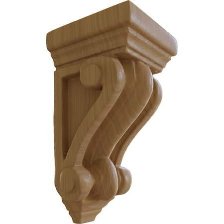 Ekena Millwork 5 1/4"W x 5 1/4"D x 9 1/2"H Devon Traditional Wood Corbel, Cherry CORW05X05X09DECH